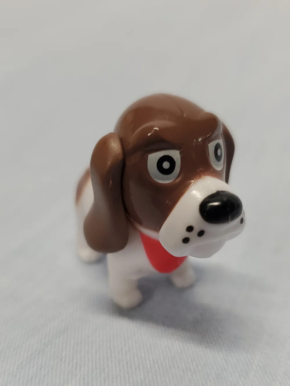 Brown and White Dog Toy Figure with Red Bandana
